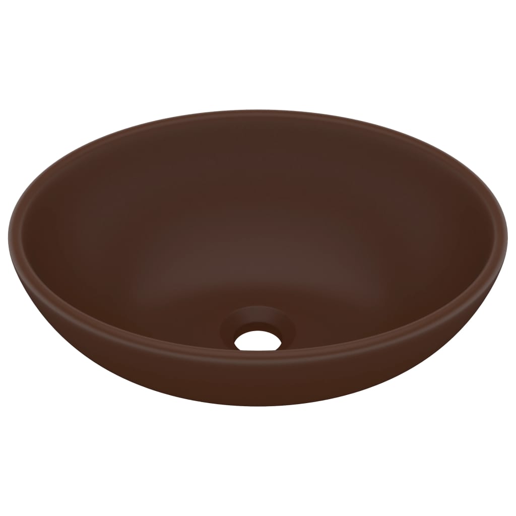 8720286036341_a_en_hd_1 vidaXL Luxury Basin Oval-shaped Matt Dark Brown 40x33 cm Ceramic - Image 2
