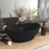 vidaXL Luxury Basin Overflow Oval Matt Black 58.5x39 cm Ceramic
