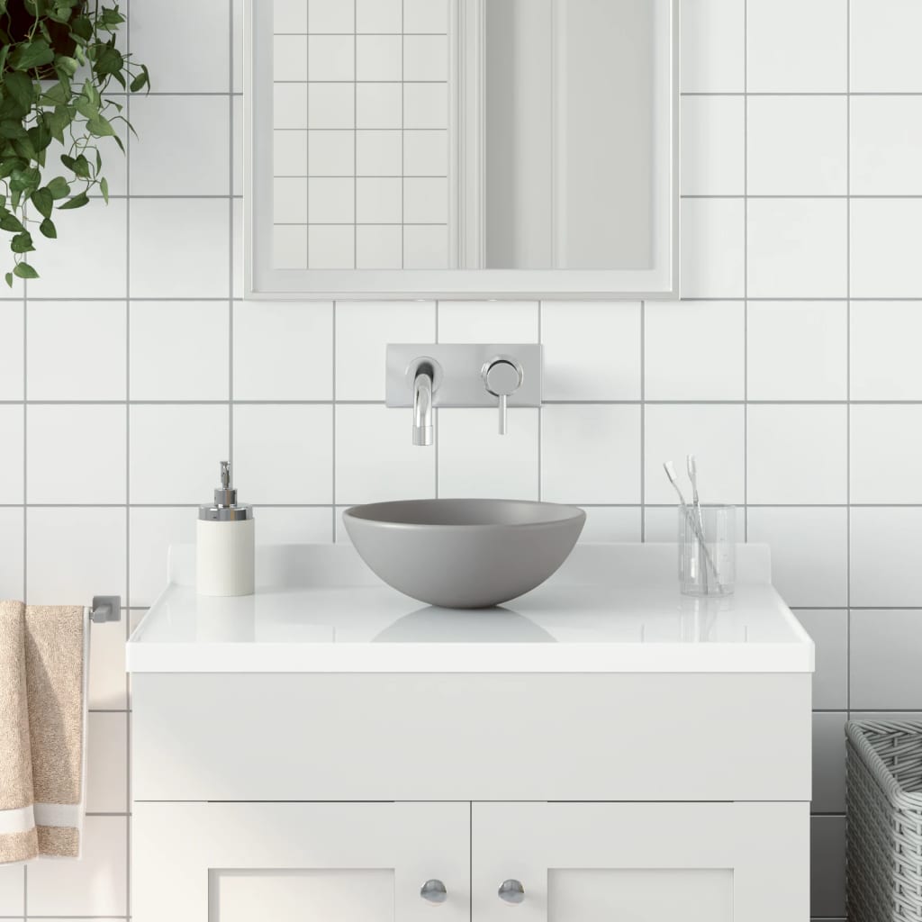 8720286036877_m_en_hd_1 vidaXL Bathroom Sink Ceramic Light Grey Round - Image 1