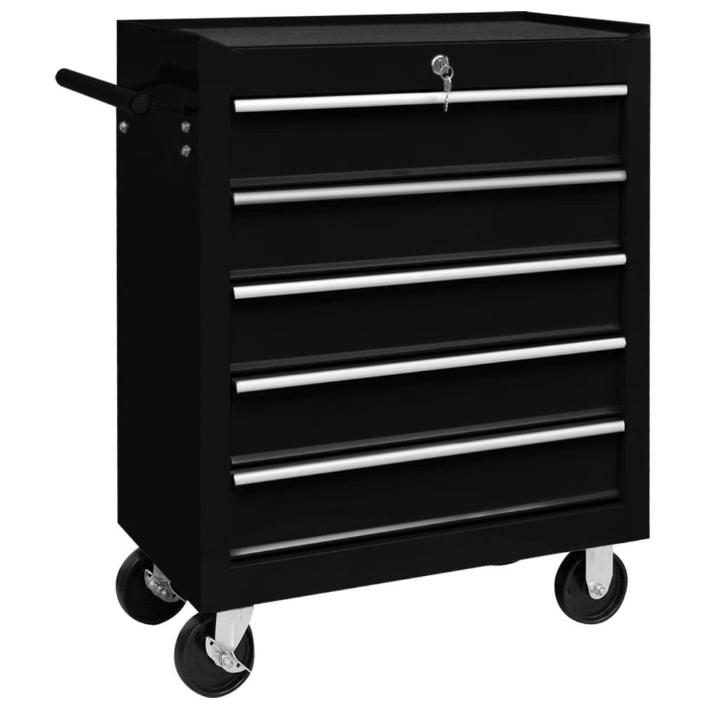 8720286038529_a_en_hd_1 vidaXL Workshop Tool Trolley with 5 Drawers Black - Image 1