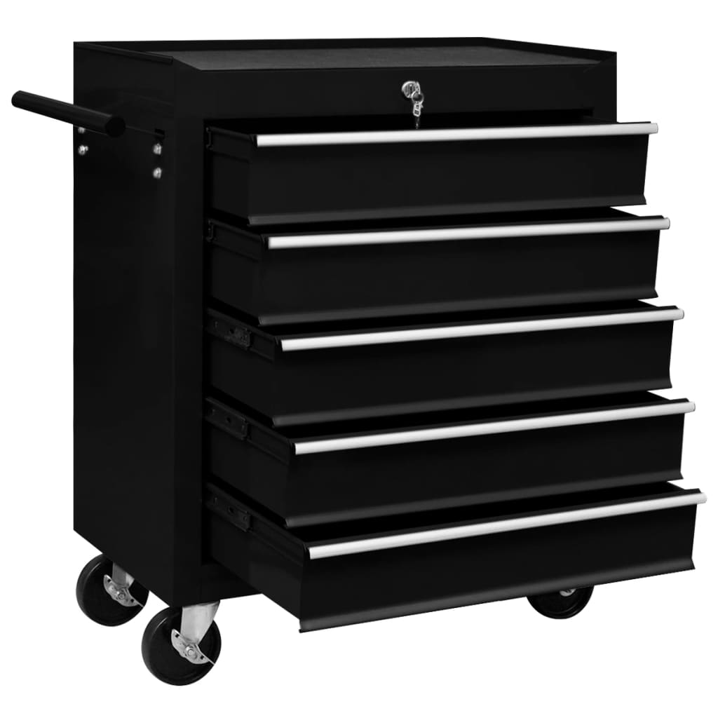 8720286038529_g_en_hd_1 vidaXL Workshop Tool Trolley with 5 Drawers Black - Image 2