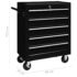 vidaXL Workshop Tool Trolley with 5 Drawers Black - Image 7