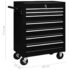 vidaXL Workshop Tool Trolley with 7 Drawers Black - Image 7