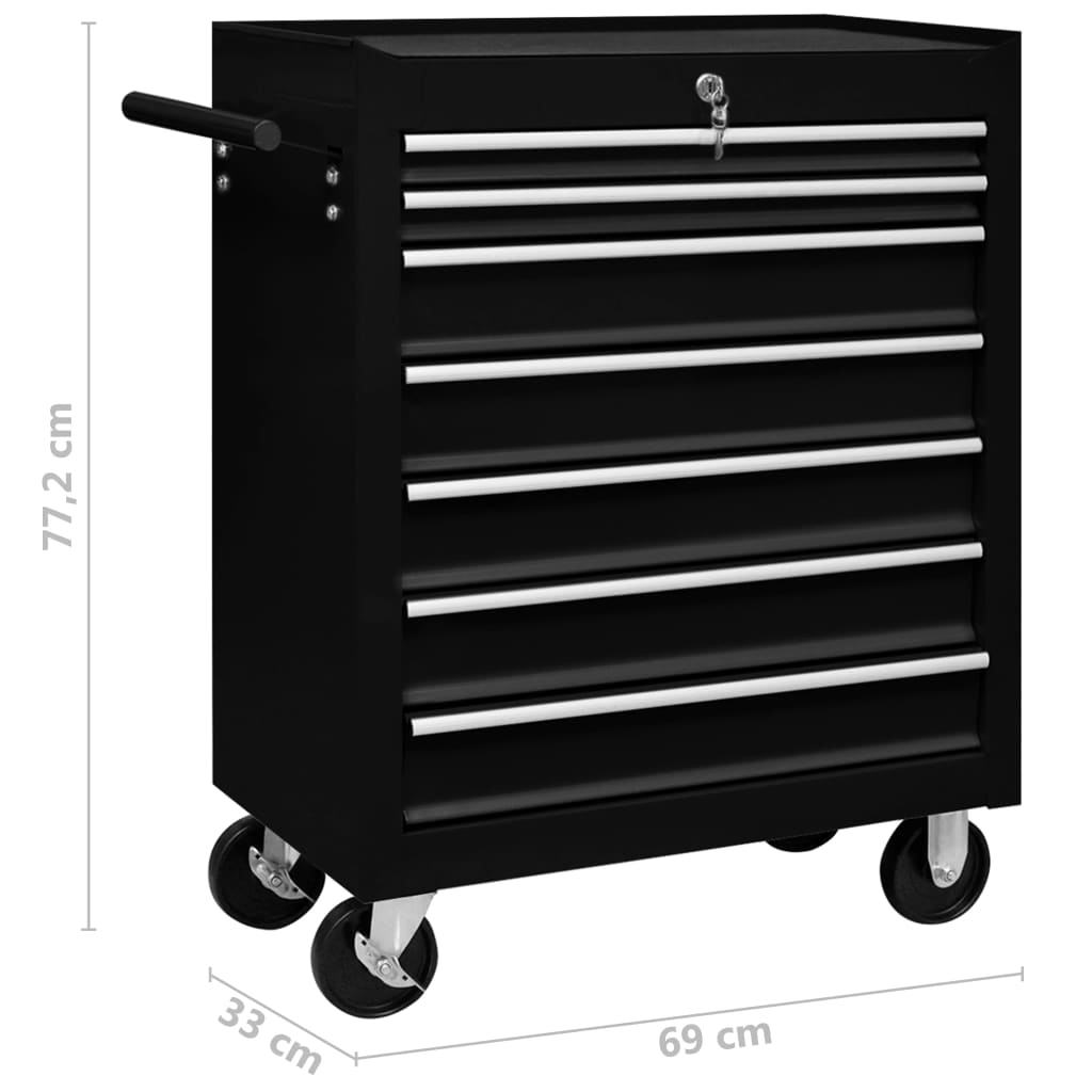 8720286038543_g_en_hd_6 vidaXL Workshop Tool Trolley with 7 Drawers Black - Image 7