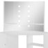 vidaXL Corner Dressing Table Make-up Table with LED Light White - Image 9