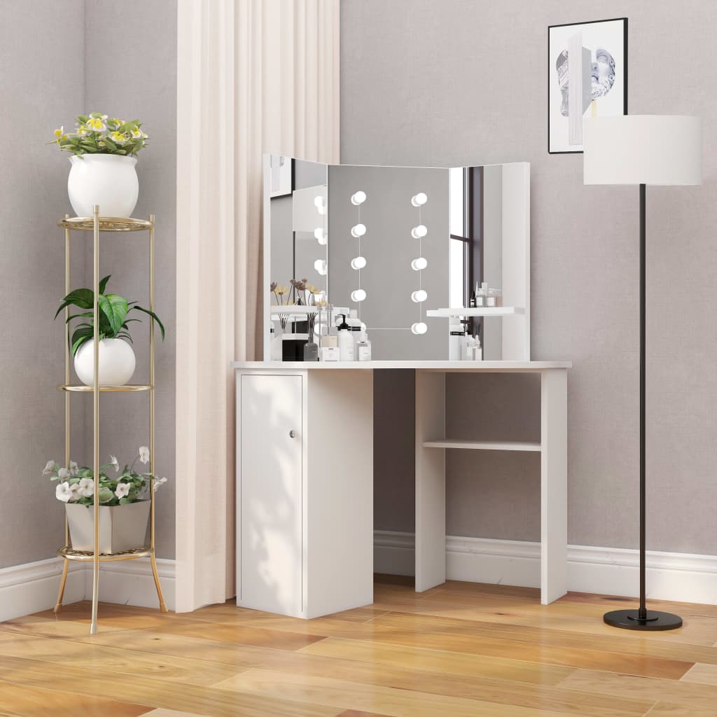 8720286039960_m_en_hd_1 vidaXL Corner Dressing Table Make-up Table with LED Light White - Image 1