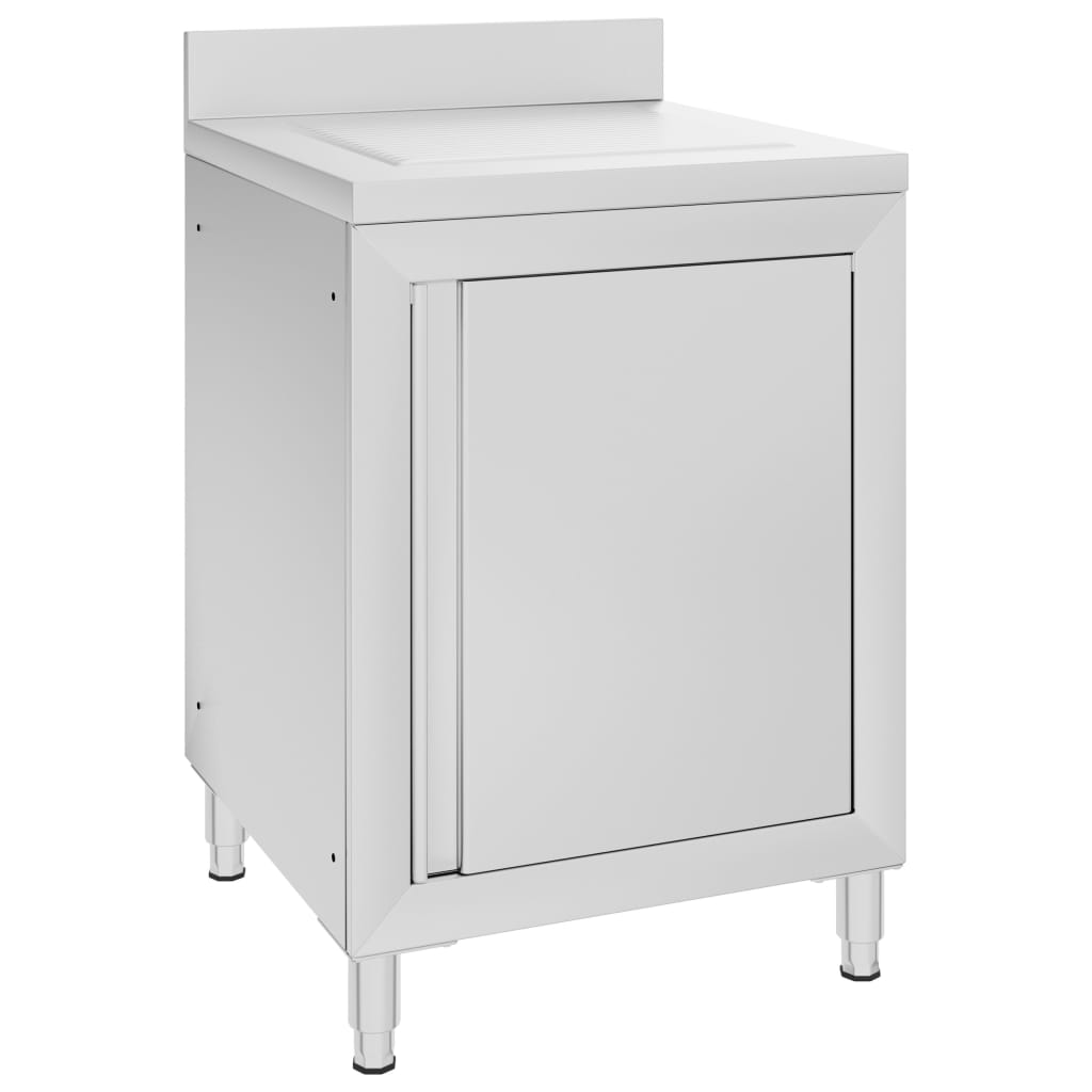 8720286044537_a_en_hd_1 vidaXL Commercial Kitchen Cabinet with Drainboard Stainless Steel - Image 1