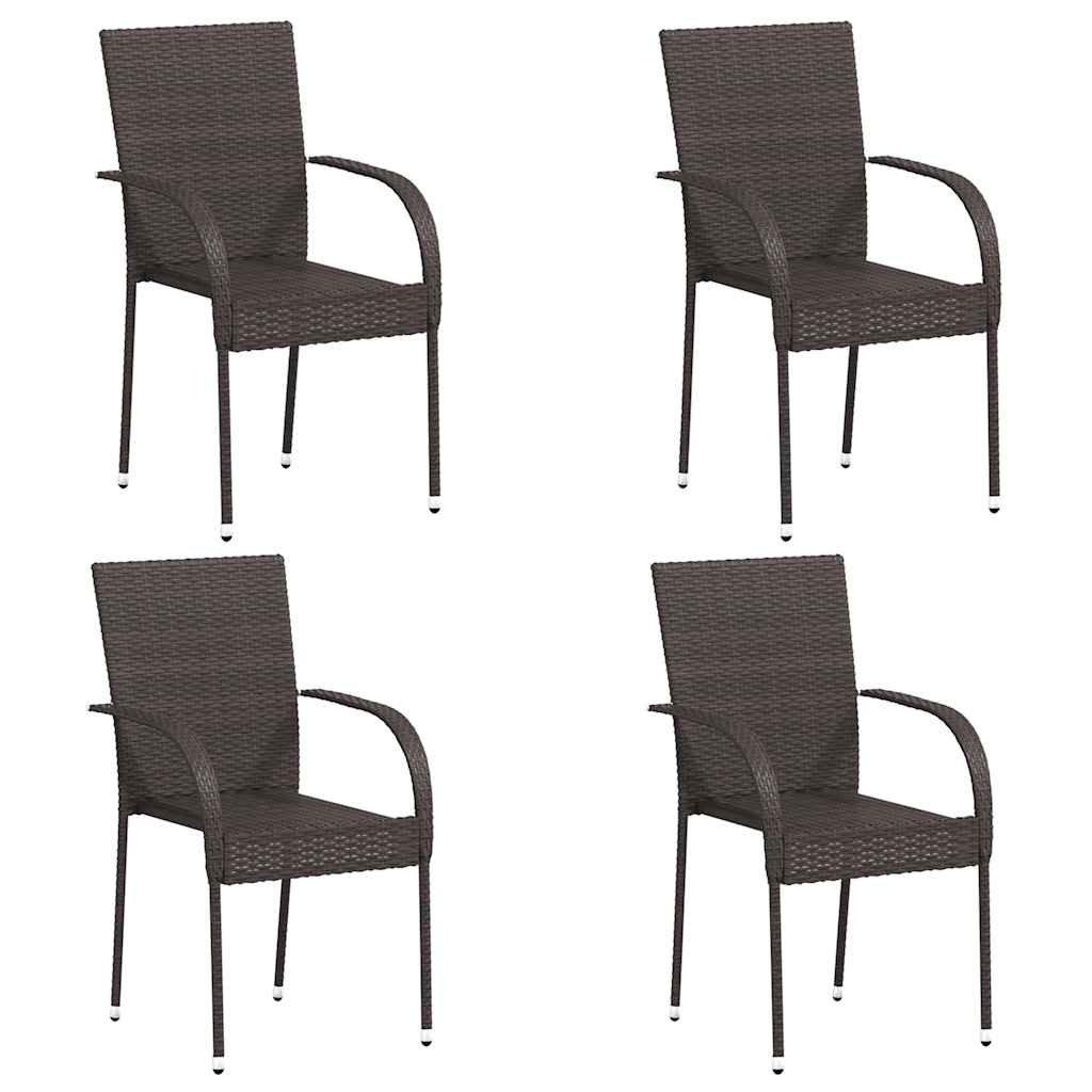 vidaXL Stackable Outdoor Chairs 4 pcs Poly Rattan Brown