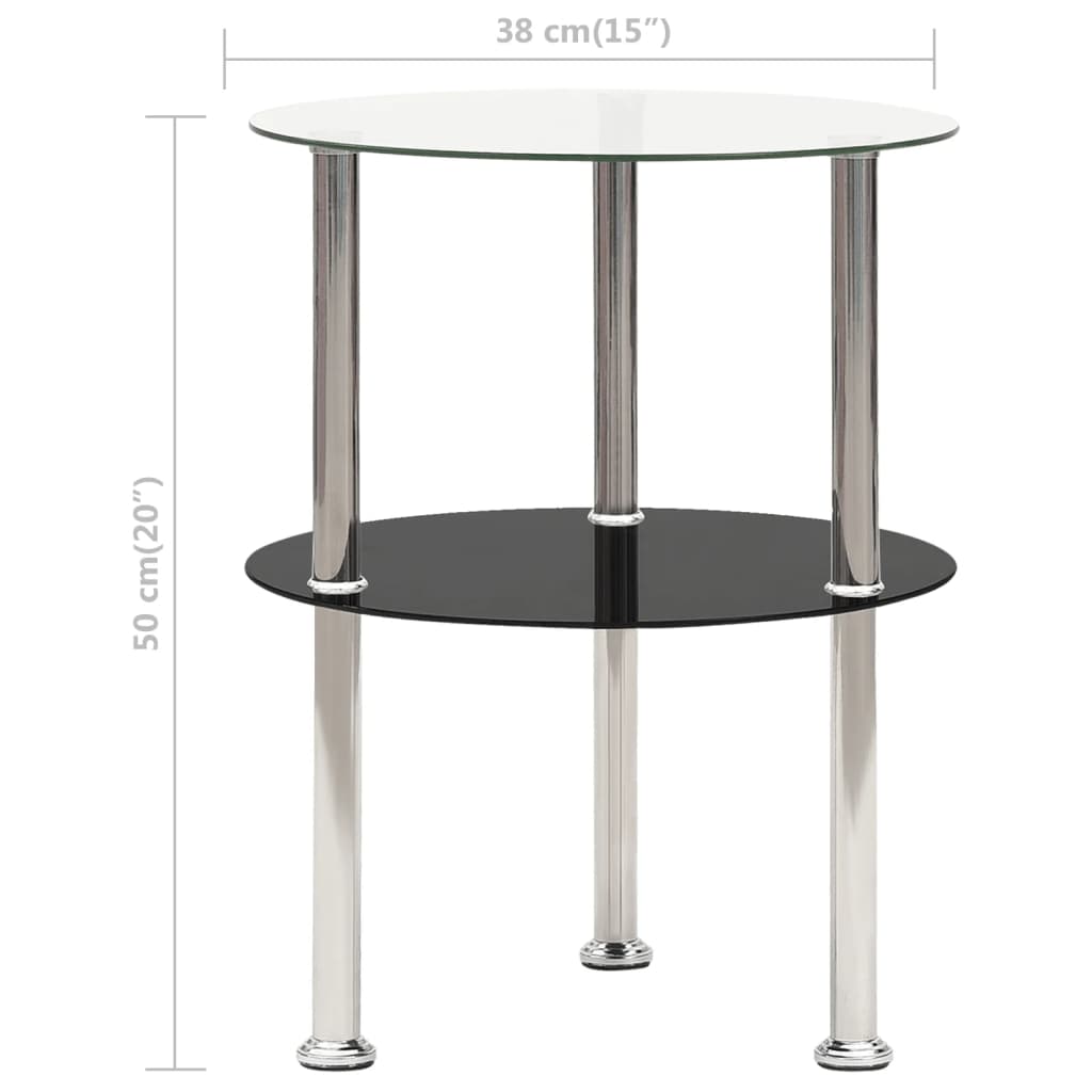 8720286057162_g_en_hd_4 vidaXL 2-Tier Side Table Transparent & Black 38 cm Tempered Glass - Image 6