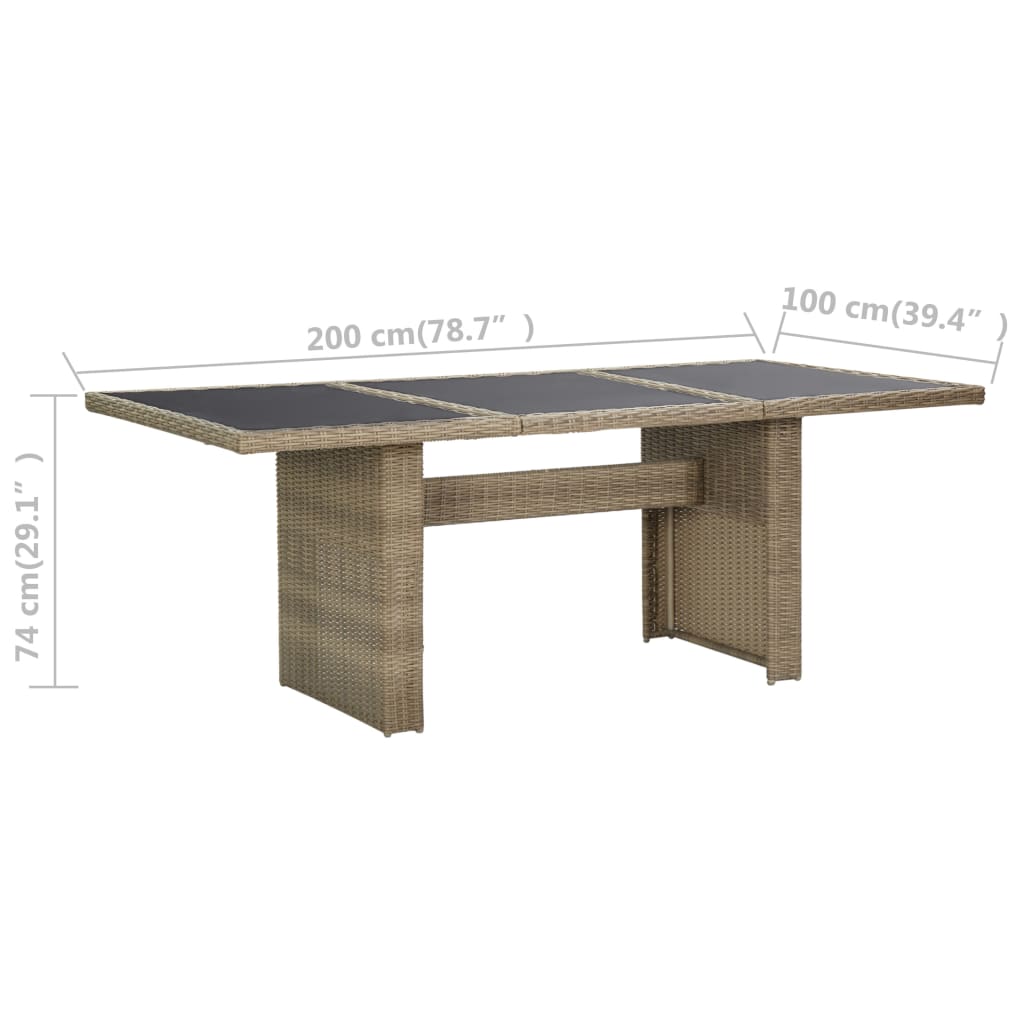 8720286065792_g_en_hd_5 vidaXL Garden Dining Table Brown 200x100x74 cm Glass and Poly Rattan - Image 6
