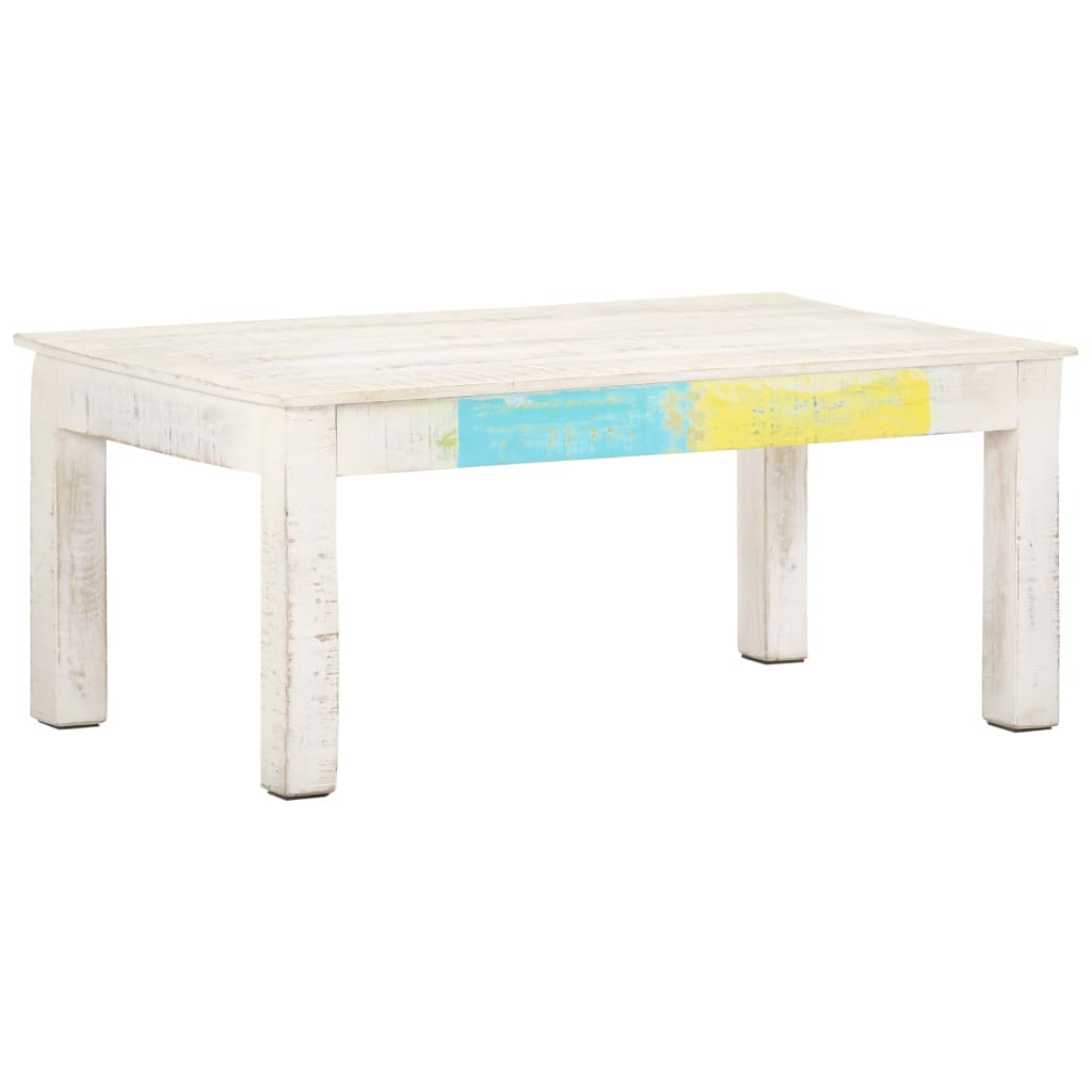 vidaXL Coffee Table White 110x60x45 cm Solid Mango Wood