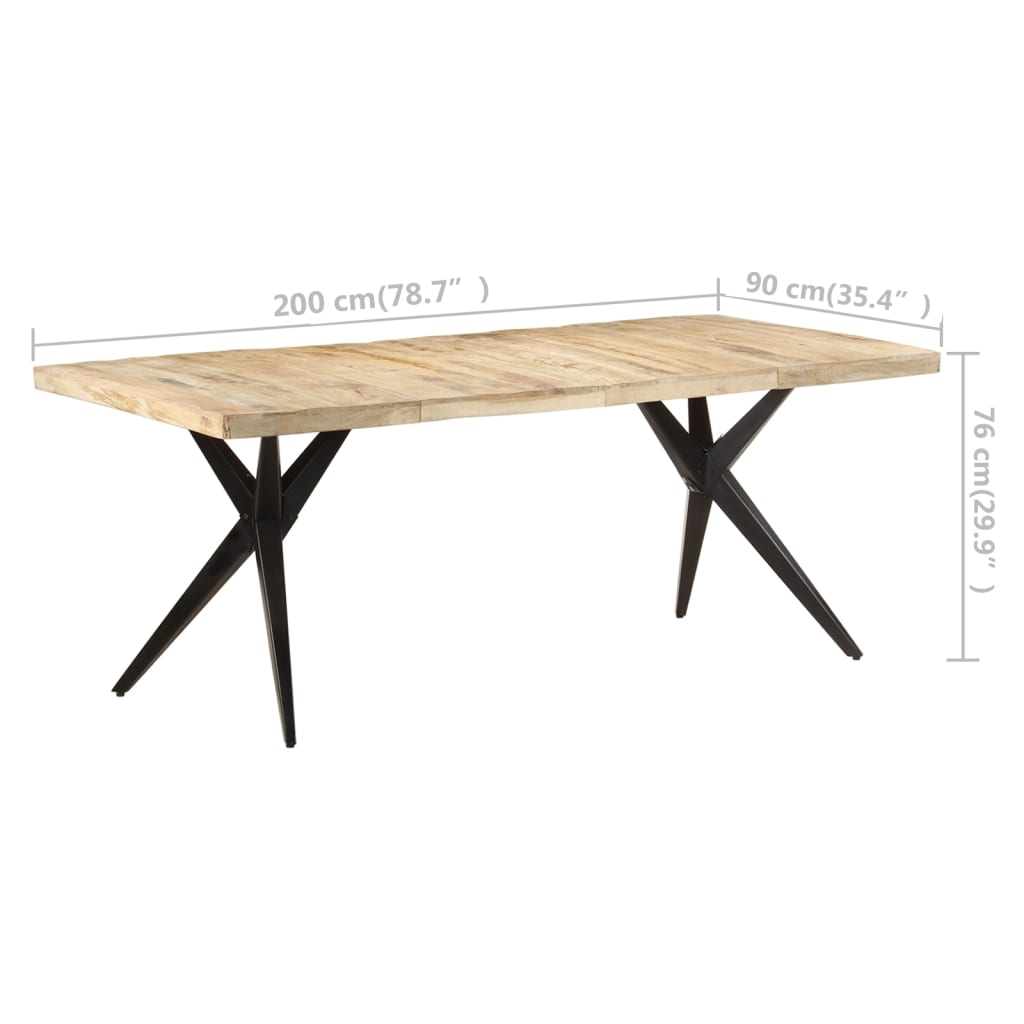 8720286068380_g_en_hd_5 vidaXL Dining Table 200x90x76 cm Rough Mango Wood - Image 6