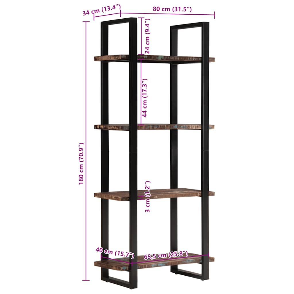 8720286068847_g_en_hd_9 vidaXL 4-Tier Bookcase 80x40x180 cm Solid Reclaimed Wood - Image 11