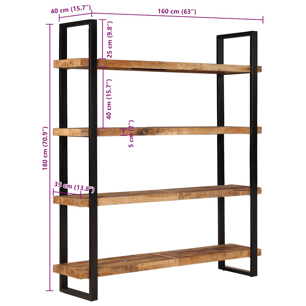 8720286068892_g_en_hd_9 vidaXL 4-Tier Bookcase 160x40x180 cm Rough Mango Wood - Image 11