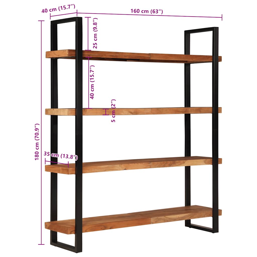 8720286068915_g_en_hd_9 vidaXL 4-Tier Bookcase 160x40x180 cm Solid Acacia Wood - Image 11