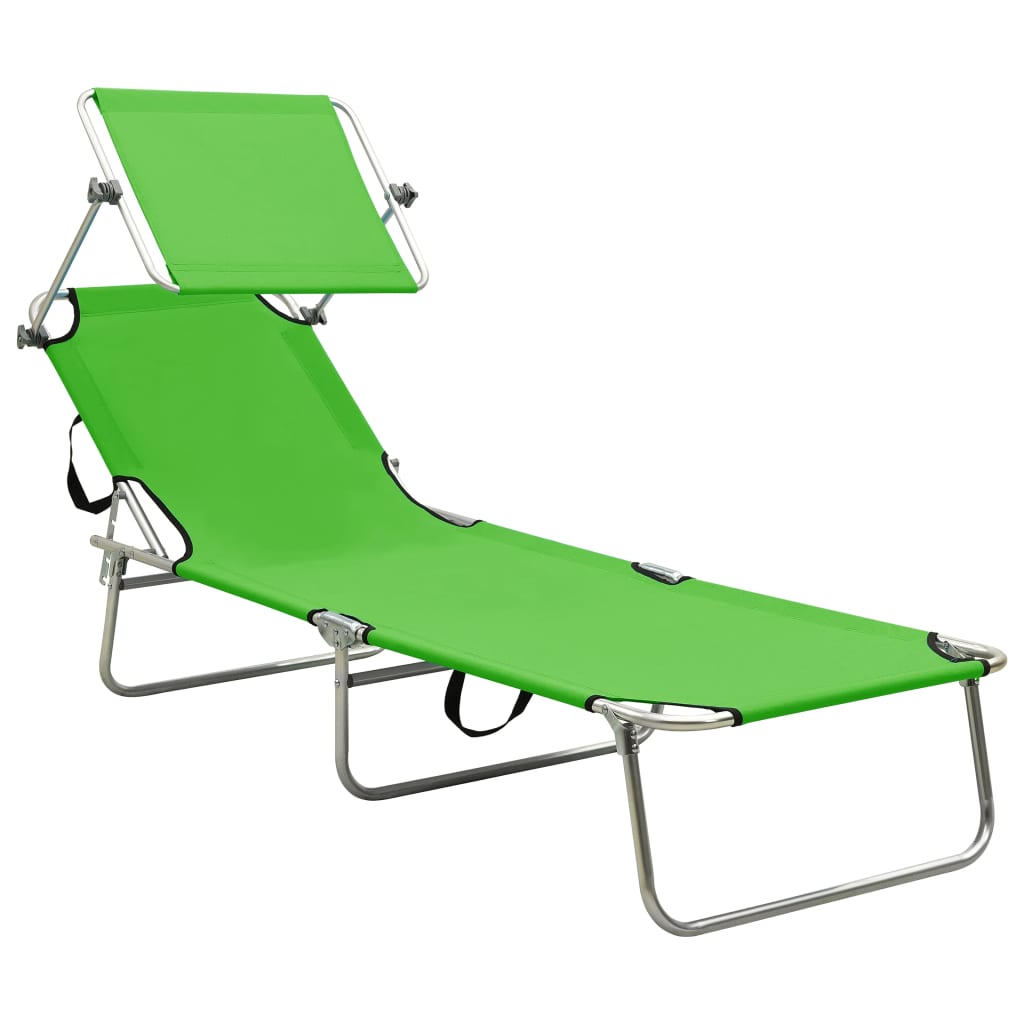 8720286072752_g_en_hd_1 vidaXL Folding Sun Lounger with Canopy Steel Apple Green - Image 2