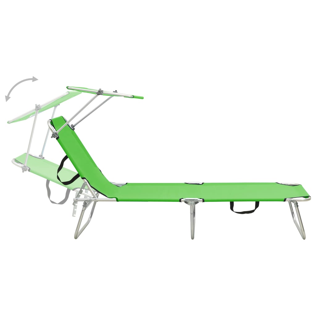 8720286072752_g_en_hd_3 vidaXL Folding Sun Lounger with Canopy Steel Apple Green - Image 4