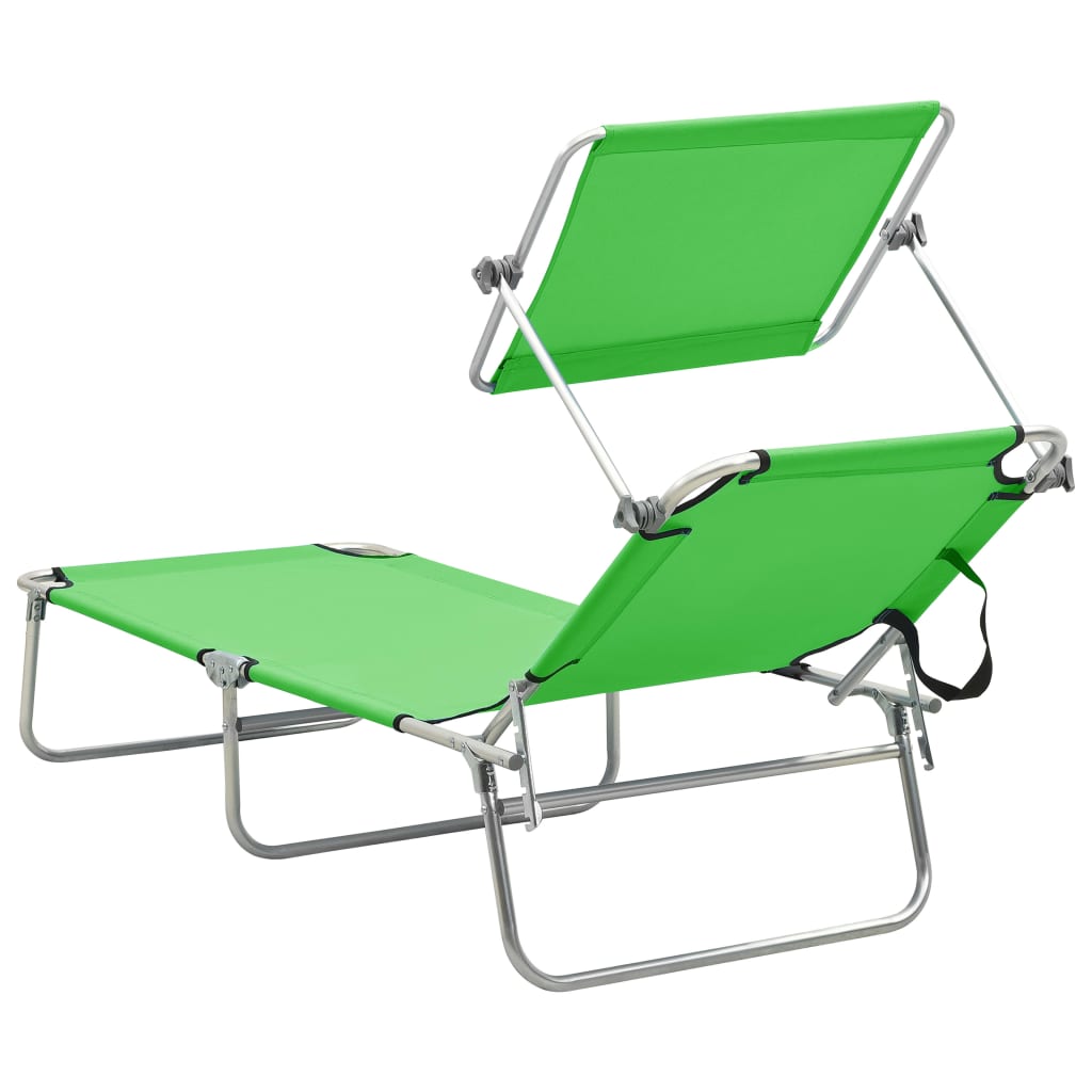 8720286072752_g_en_hd_4 vidaXL Folding Sun Lounger with Canopy Steel Apple Green - Image 5