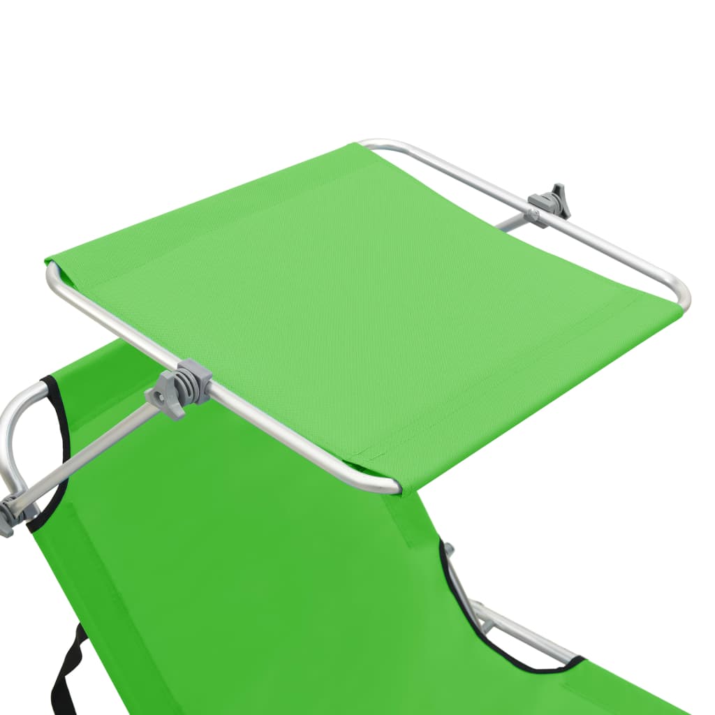 8720286072752_g_en_hd_6 vidaXL Folding Sun Lounger with Canopy Steel Apple Green - Image 7