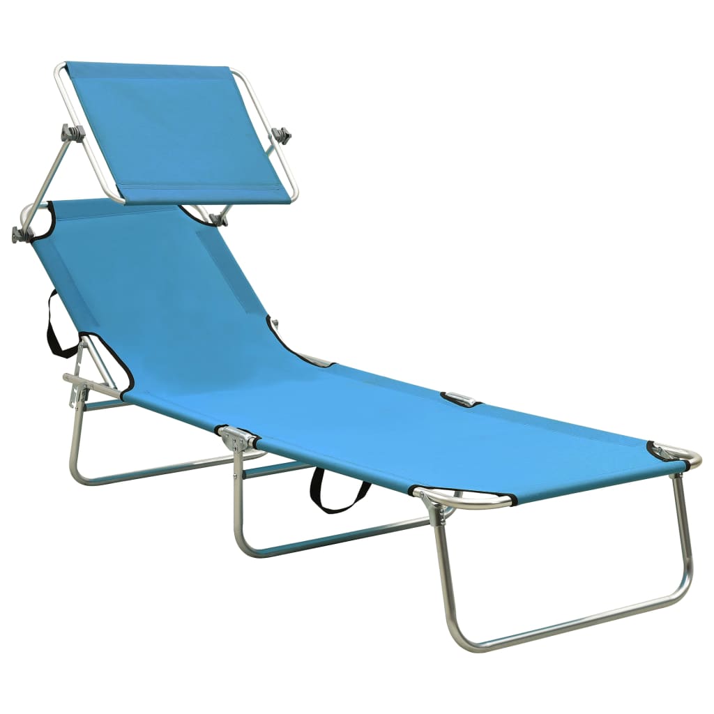 8720286072769_g_en_hd_1 vidaXL Folding Sun Lounger with Canopy Steel Turquoise and Blue - Image 2
