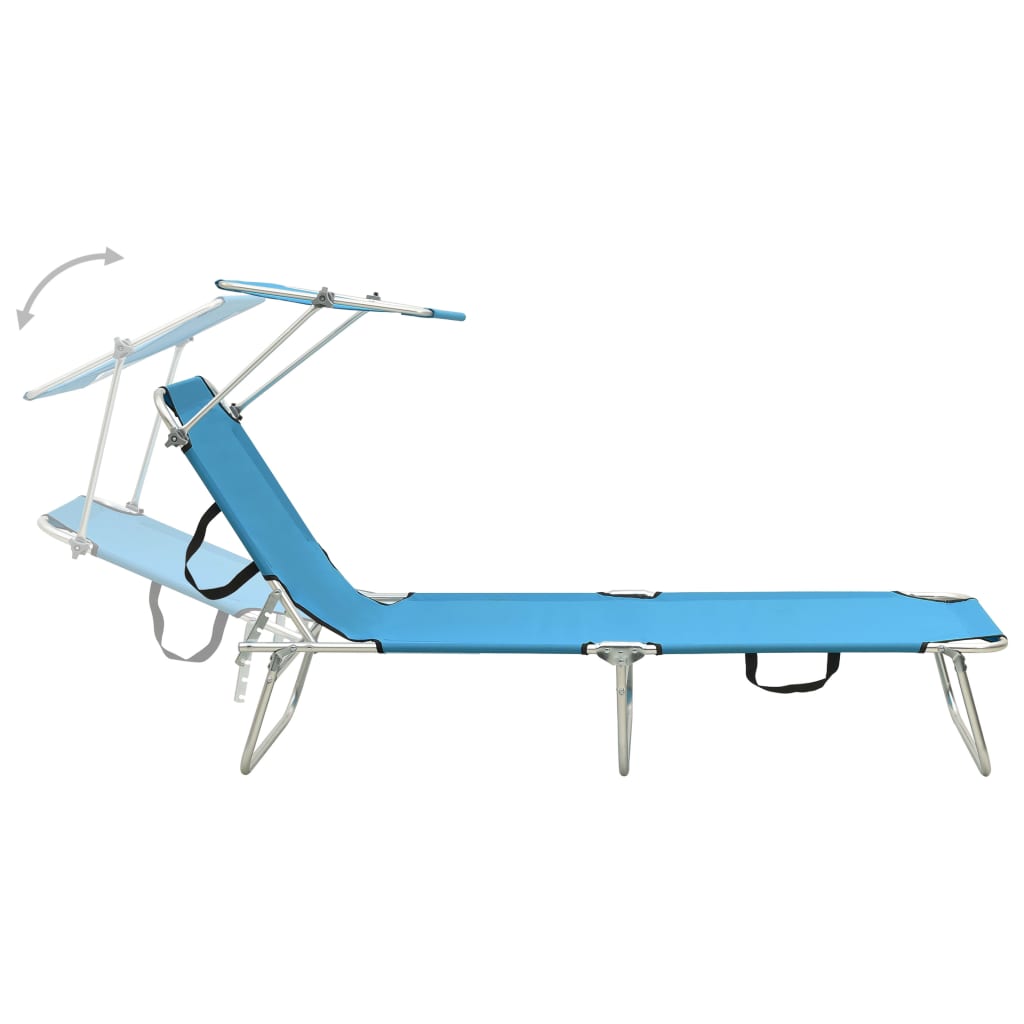 8720286072769_g_en_hd_3 vidaXL Folding Sun Lounger with Canopy Steel Turquoise and Blue - Image 4