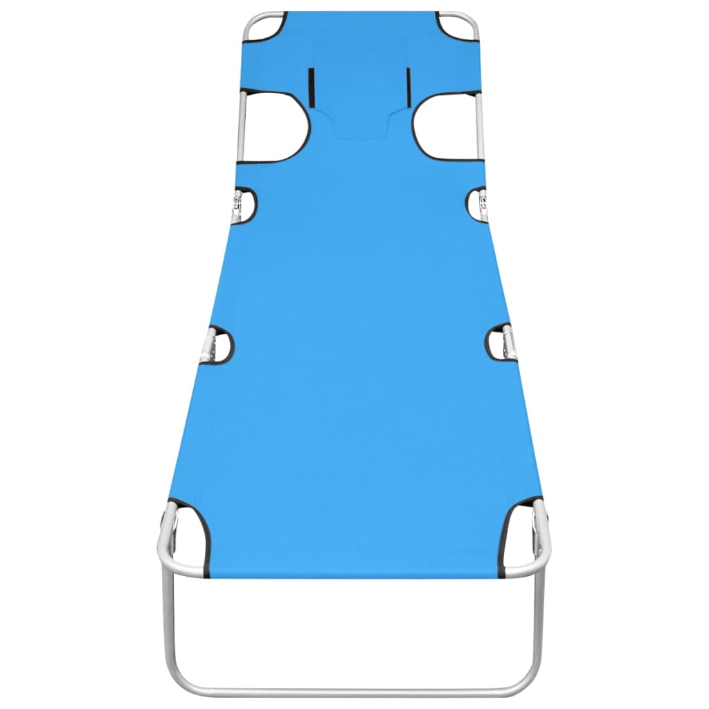 8720286072820_g_en_hd_1 vidaXL Folding Sun Lounger with Head Cushion Steel Turqoise Blue - Image 2