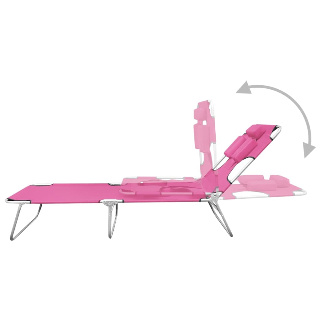 8720286072837_g_en_hd_5 vidaXL Folding Sun Lounger with Head Cushion Steel Magento Pink - Image 6