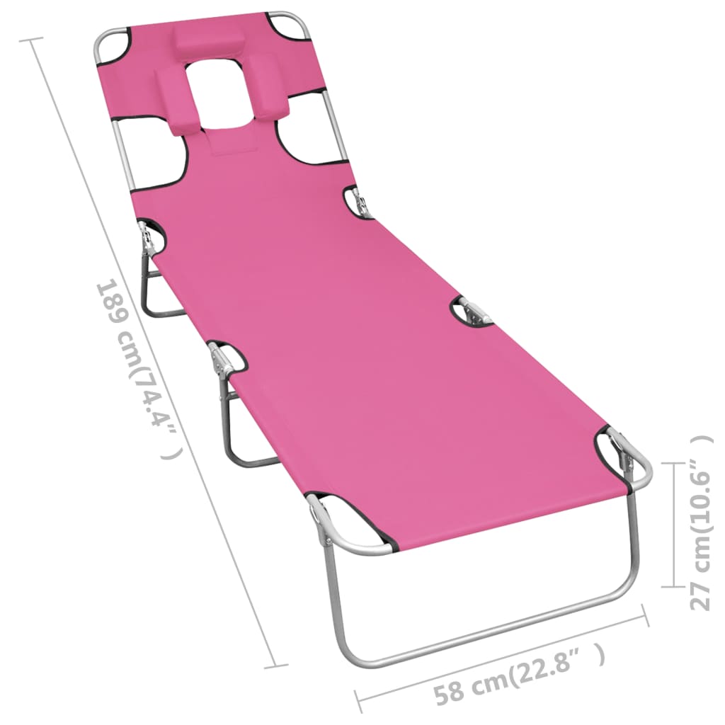 8720286072837_g_en_hd_6 vidaXL Folding Sun Lounger with Head Cushion Steel Magento Pink - Image 7