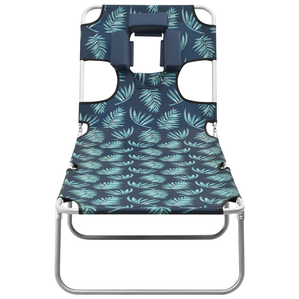 8720286072844_g_en_hd_1 vidaXL Folding Sun Lounger with Head Cushion Steel Leaves Print - Image 2