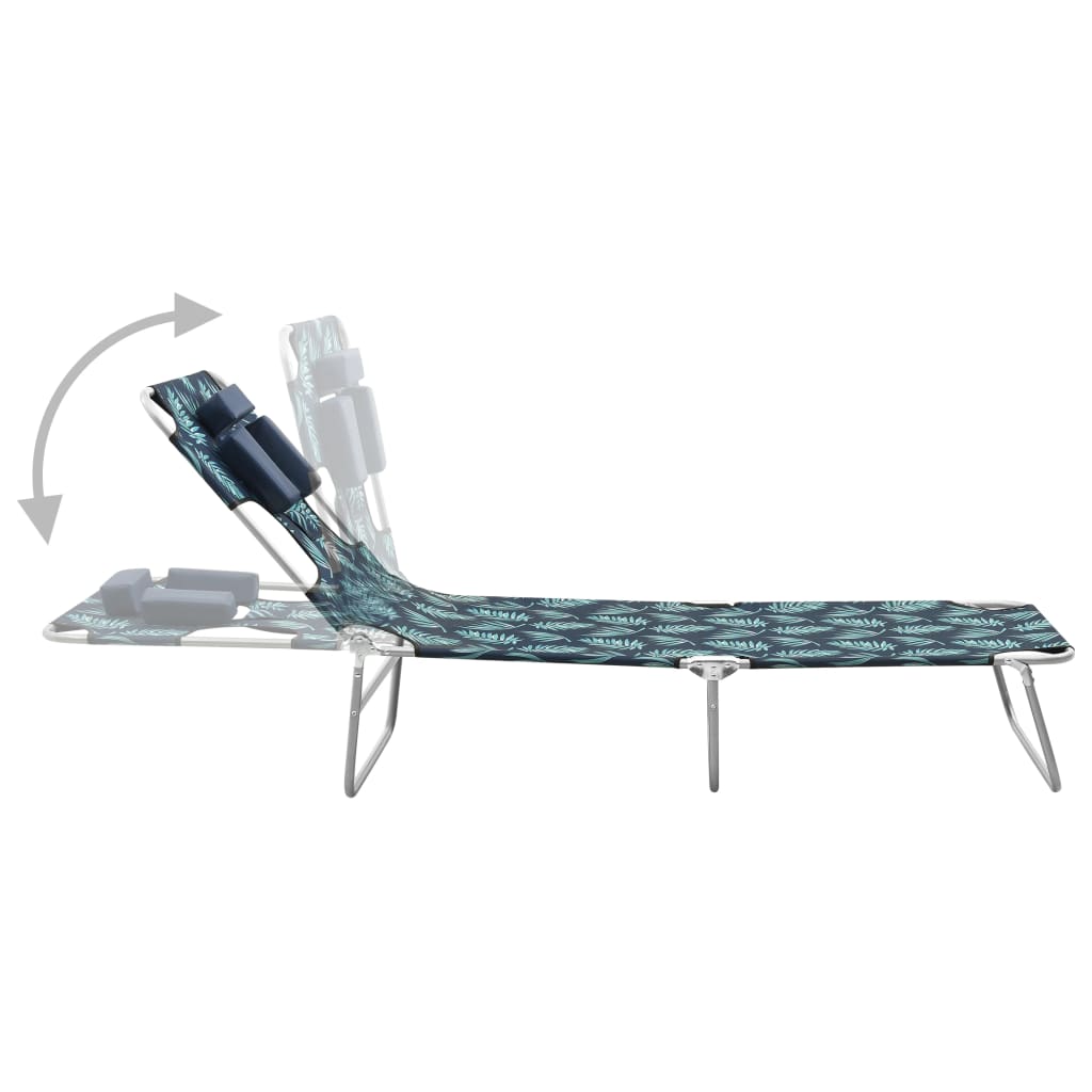 8720286072844_g_en_hd_2 vidaXL Folding Sun Lounger with Head Cushion Steel Leaves Print - Image 3