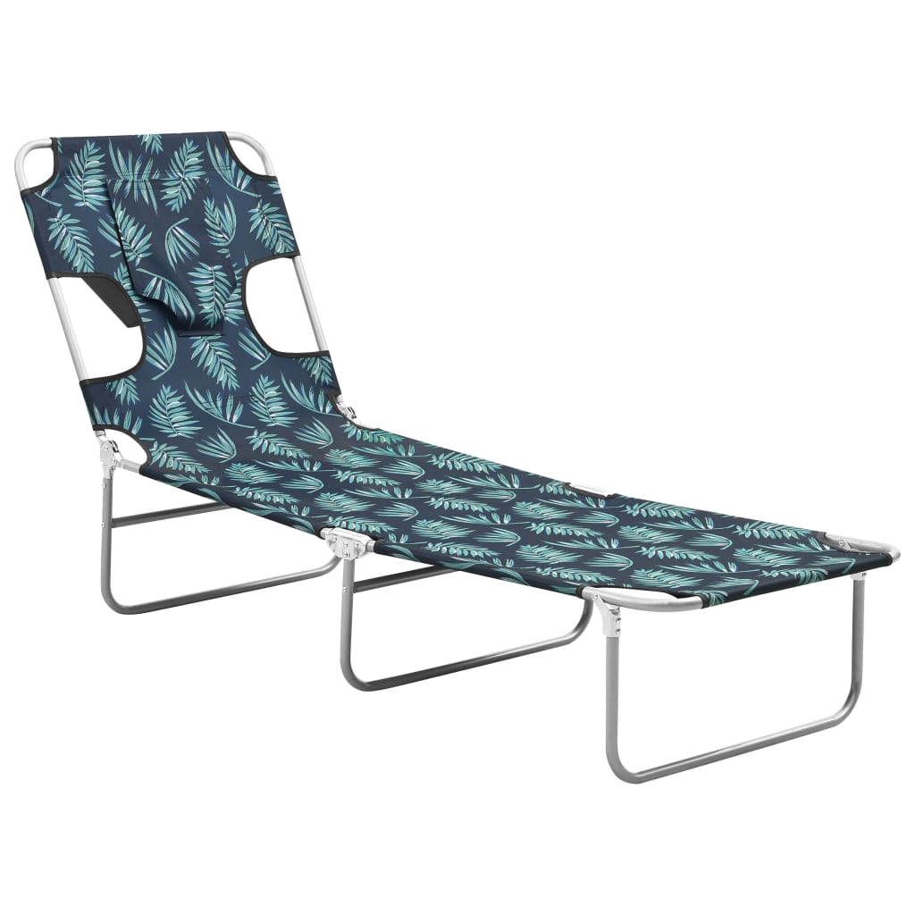 8720286072844_g_en_hd_3 vidaXL Folding Sun Lounger with Head Cushion Steel Leaves Print - Image 4