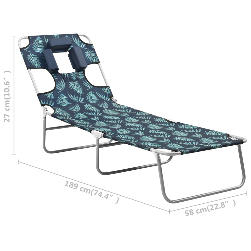 8720286072844_g_en_hd_8 vidaXL Folding Sun Lounger with Head Cushion Steel Leaves Print - Image 9