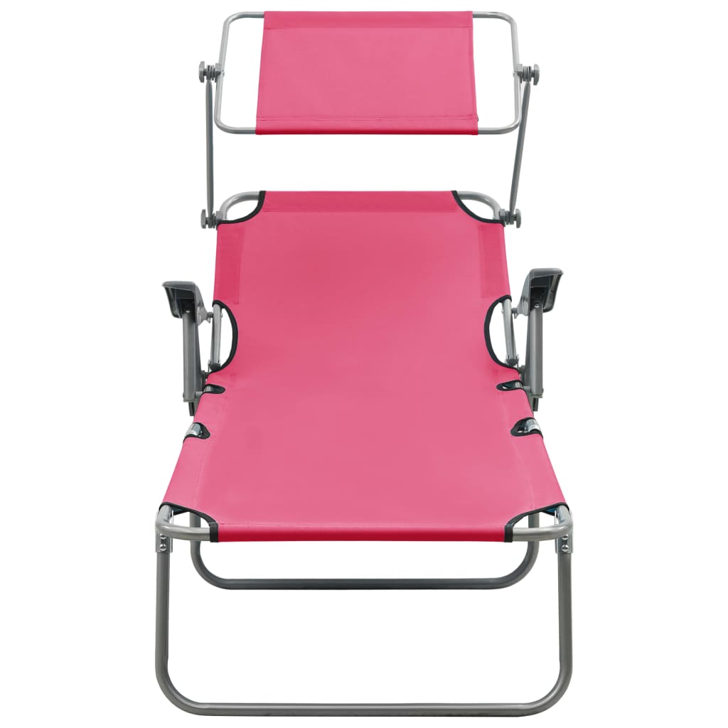 8720286072875_g_en_hd_1 vidaXL Sun Lounger with Canopy Steel Pink - Image 2