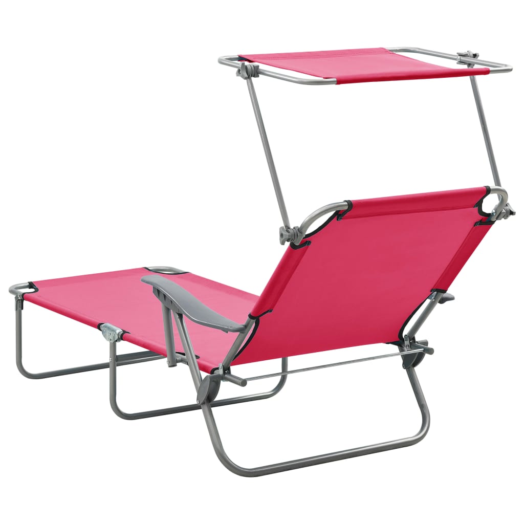 8720286072875_g_en_hd_2 vidaXL Sun Lounger with Canopy Steel Pink - Image 3