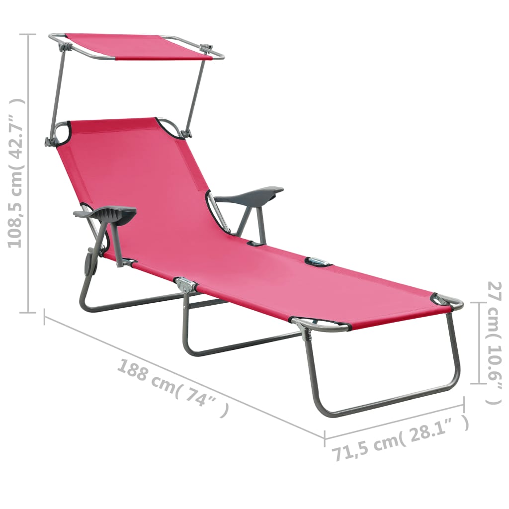 8720286072875_g_en_hd_7 vidaXL Sun Lounger with Canopy Steel Pink - Image 8