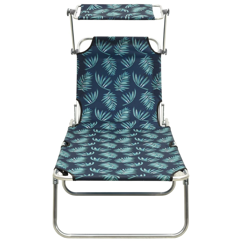 8720286073148_g_en_hd_1 vidaXL Folding Sun Lounger with Canopy Leaf Print Aluminium - Image 2