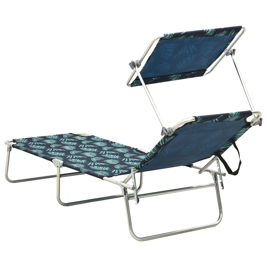 8720286073148_g_en_hd_2 vidaXL Folding Sun Lounger with Canopy Leaf Print Aluminium - Image 3