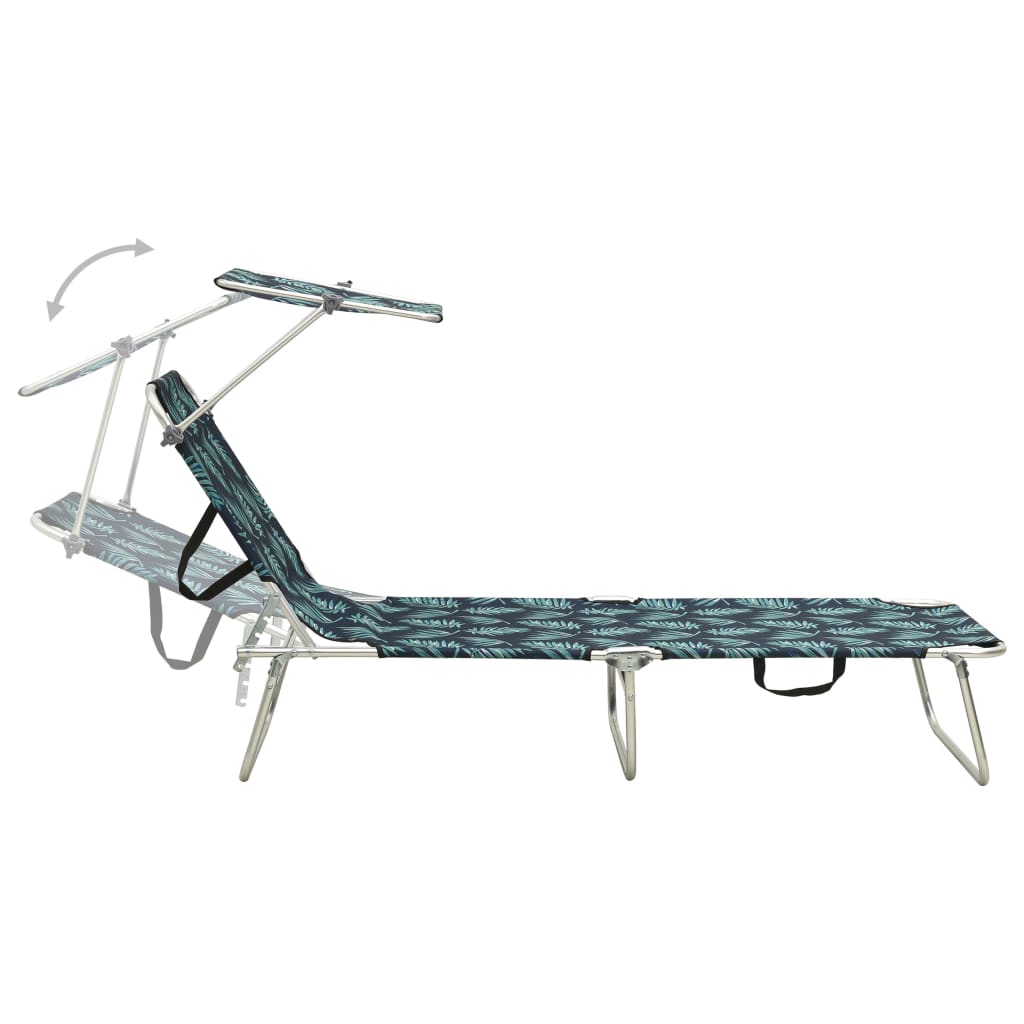 8720286073148_g_en_hd_3 vidaXL Folding Sun Lounger with Canopy Leaf Print Aluminium - Image 4