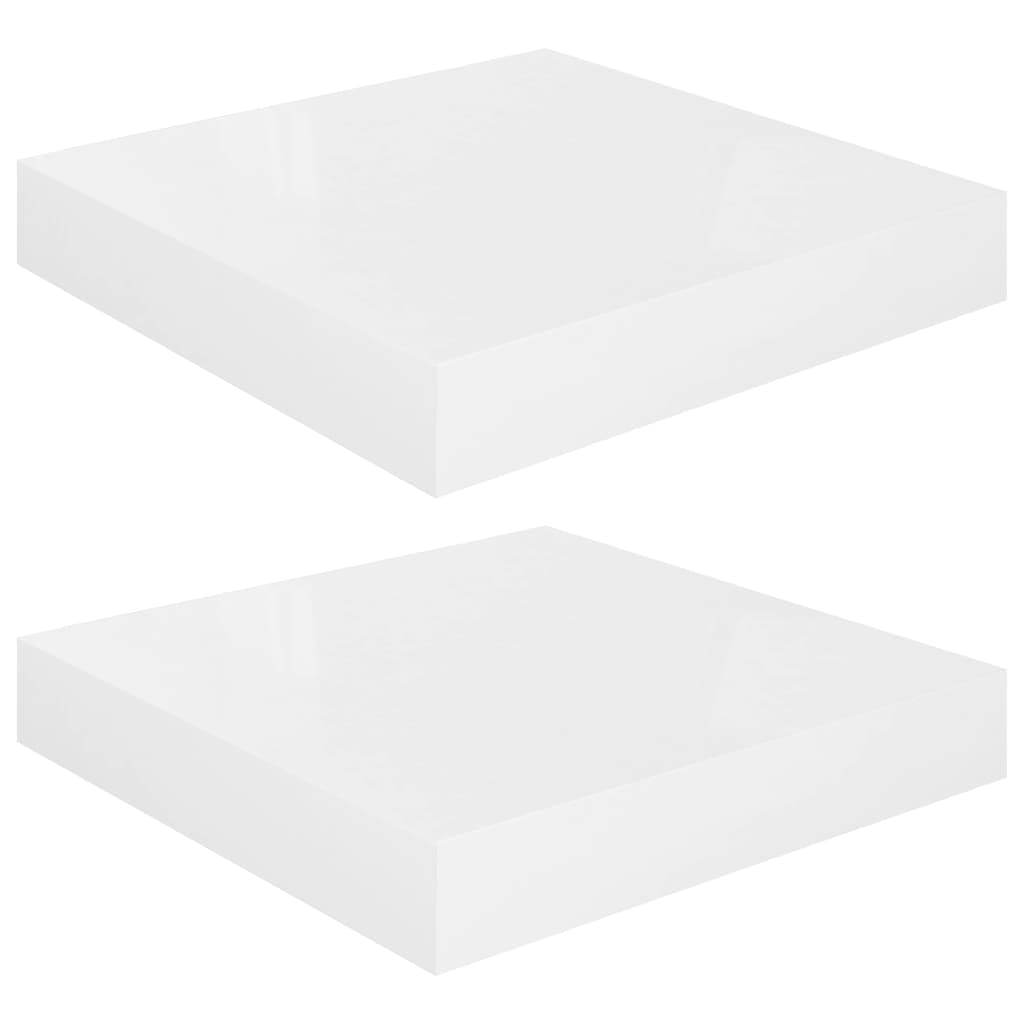 8720286073711_a_en_hd_1 vidaXL Floating Wall Shelves 2 pcs High Gloss White 23x23.5x3.8 cm MDF - Image 2