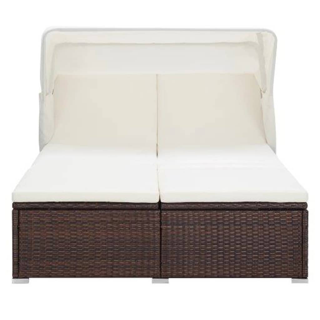 8720286083284_g_en_hd_1 vidaXL 2-Person Sunbed with Cushion Poly Rattan Brown - Image 2