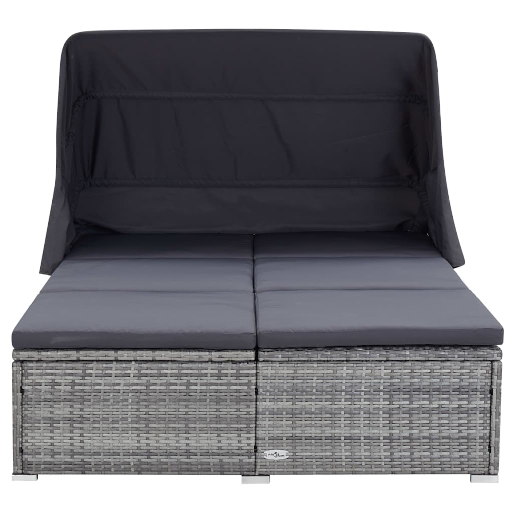 8720286083307_g_en_hd_1 vidaXL 2-Person Sunbed with Cushion Poly Rattan Grey - Image 2