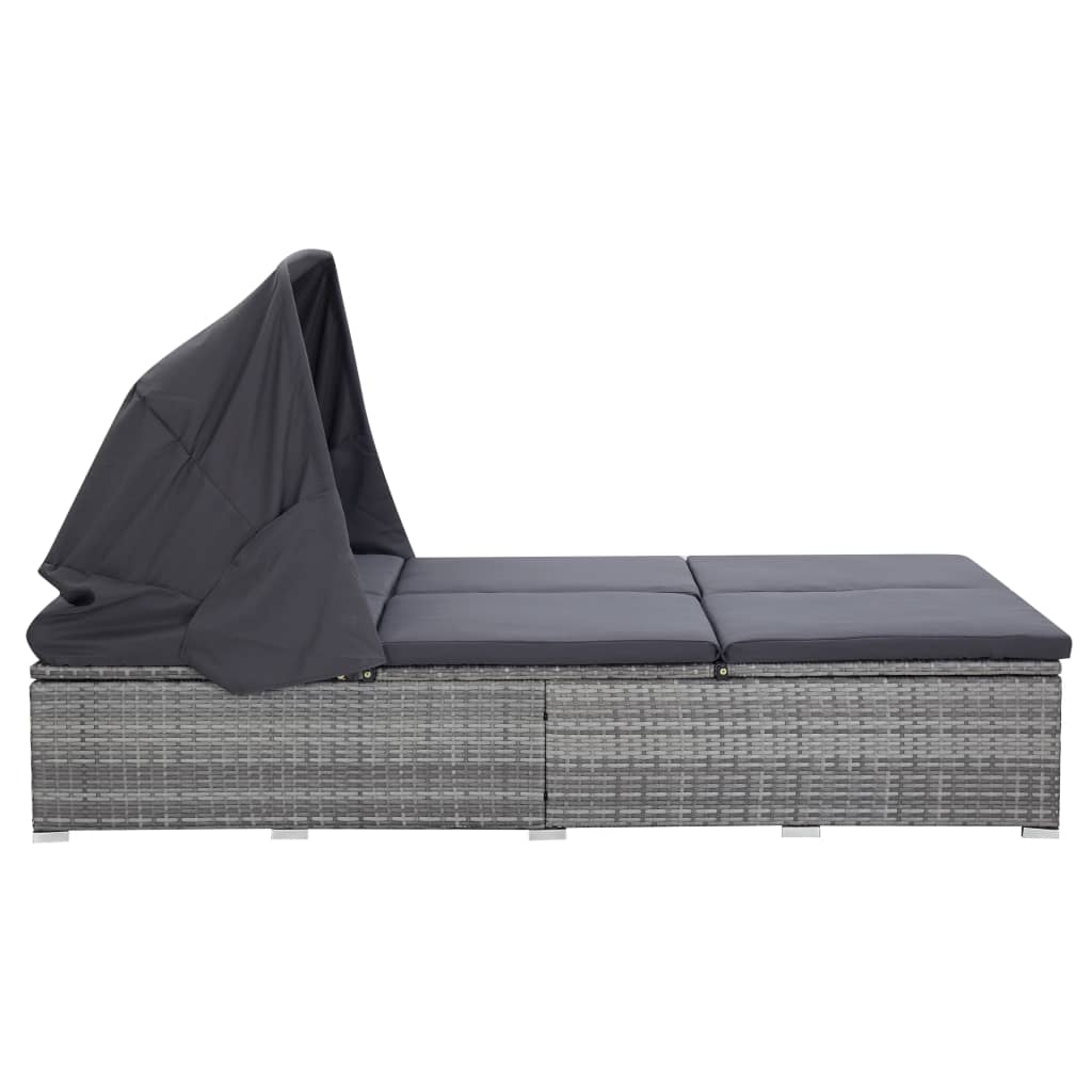 8720286083307_g_en_hd_2 vidaXL 2-Person Sunbed with Cushion Poly Rattan Grey - Image 3