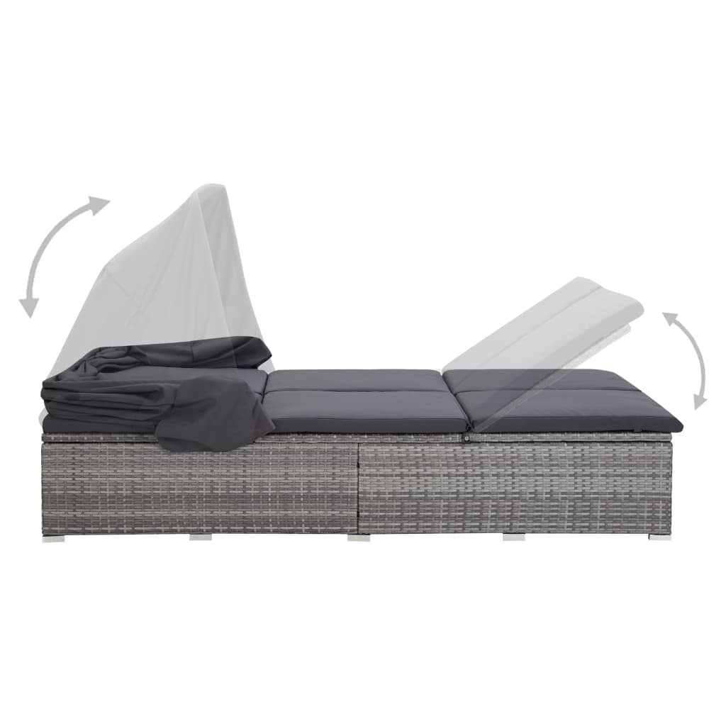 8720286083307_g_en_hd_3 vidaXL 2-Person Sunbed with Cushion Poly Rattan Grey - Image 4