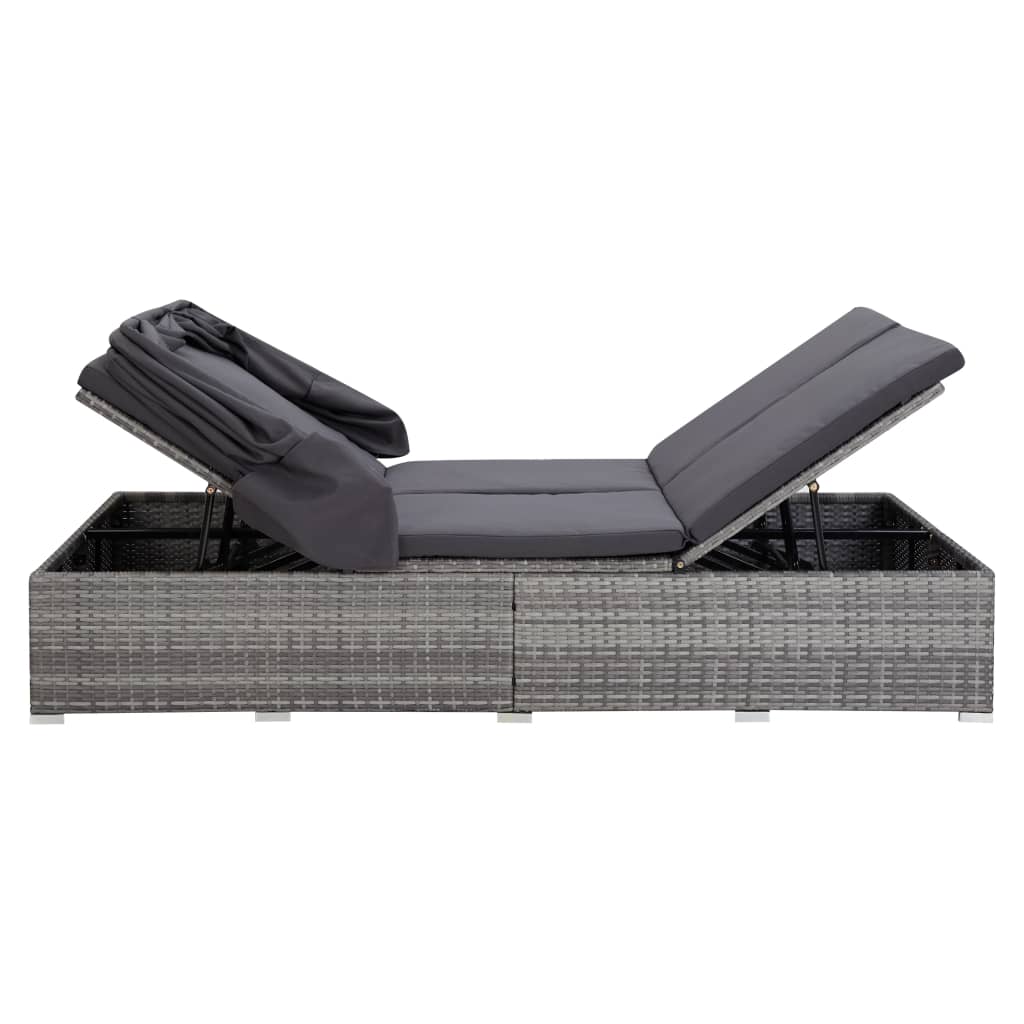 8720286083307_g_en_hd_4 vidaXL 2-Person Sunbed with Cushion Poly Rattan Grey - Image 5