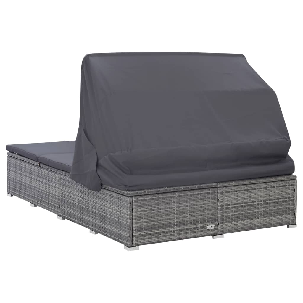 8720286083307_g_en_hd_5 vidaXL 2-Person Sunbed with Cushion Poly Rattan Grey - Image 6