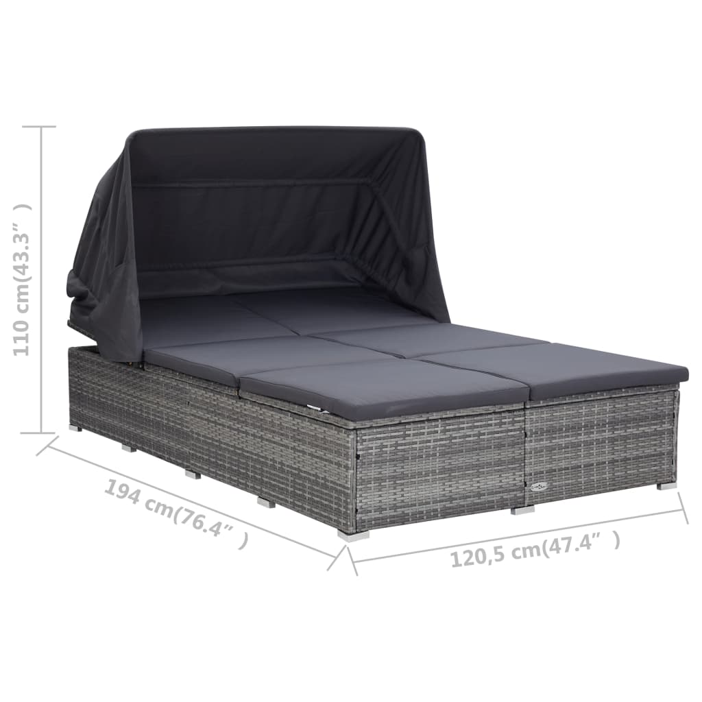 8720286083307_g_en_hd_7 vidaXL 2-Person Sunbed with Cushion Poly Rattan Grey - Image 8