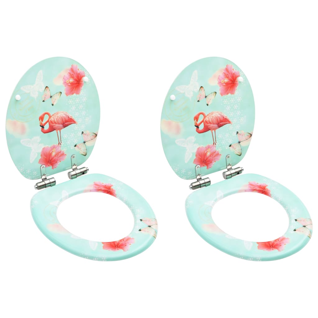 8720286084151_a_en_hd_1 vidaXL WC Toilet Seats with Soft Close Lid 2 pcs MDF Flamingo Design - Image 1