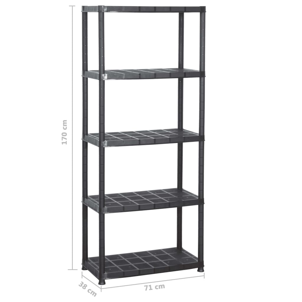 8720286084342_g_en_hd_3 vidaXL Storage Shelf 5-Tier Black 71x38x170 cm Plastic - Image 6