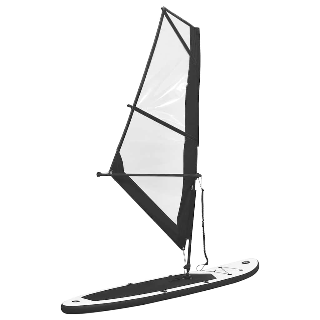 8720286087978_g_en_hd_1 vidaXL Inflatable Stand Up Paddleboard with Sail Set Black and White - Image 2