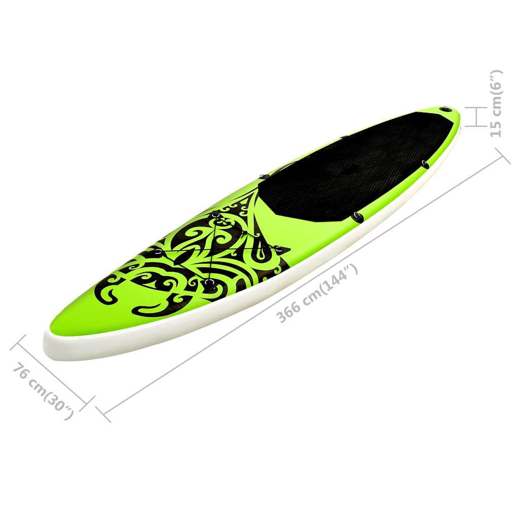 8720286088036_g_en_hd_10 vidaXL Inflatable Stand Up Paddleboard Set 366x76x15 cm Green - Image 11
